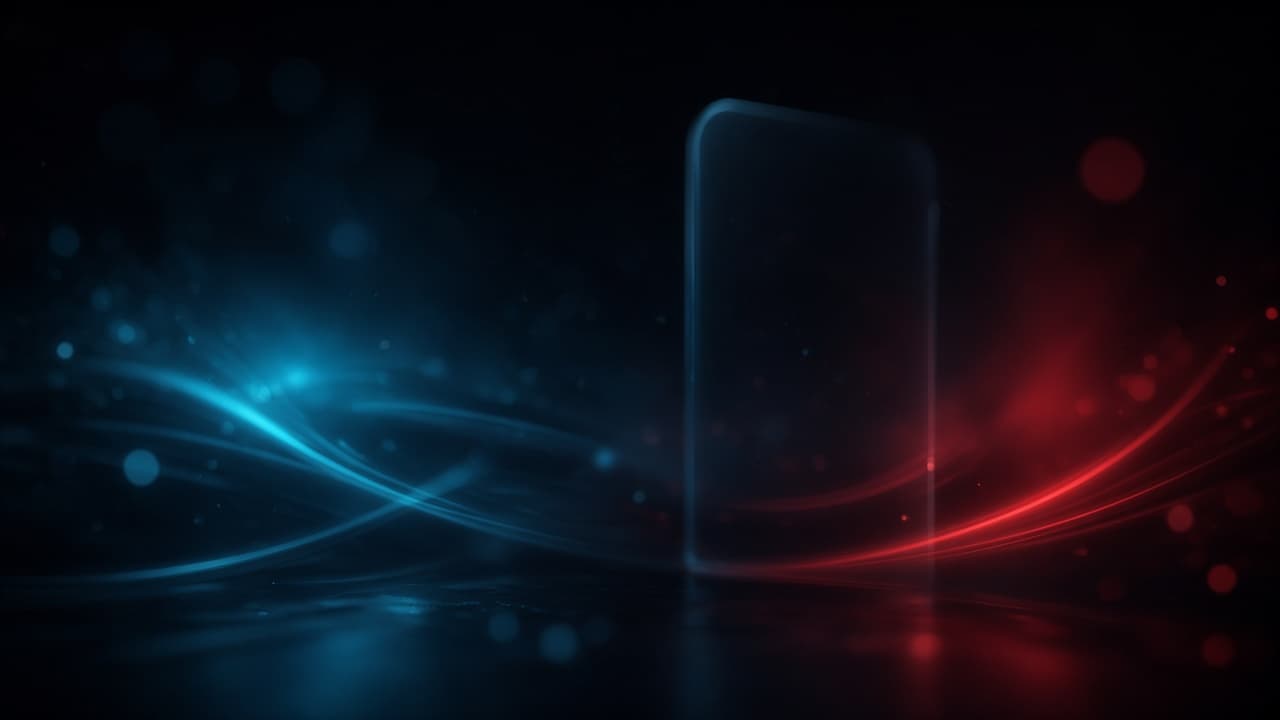 Abstract cyan and red light atmosphere for a fintech mobile app case study