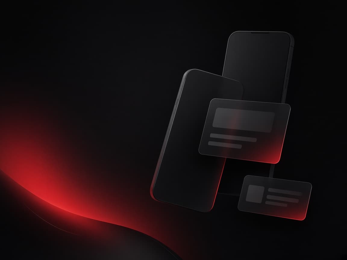 Abstract mobile app product atmosphere with soft red accents