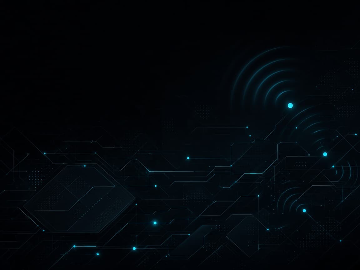 Abstract facility IoT atmosphere with connected device motifs