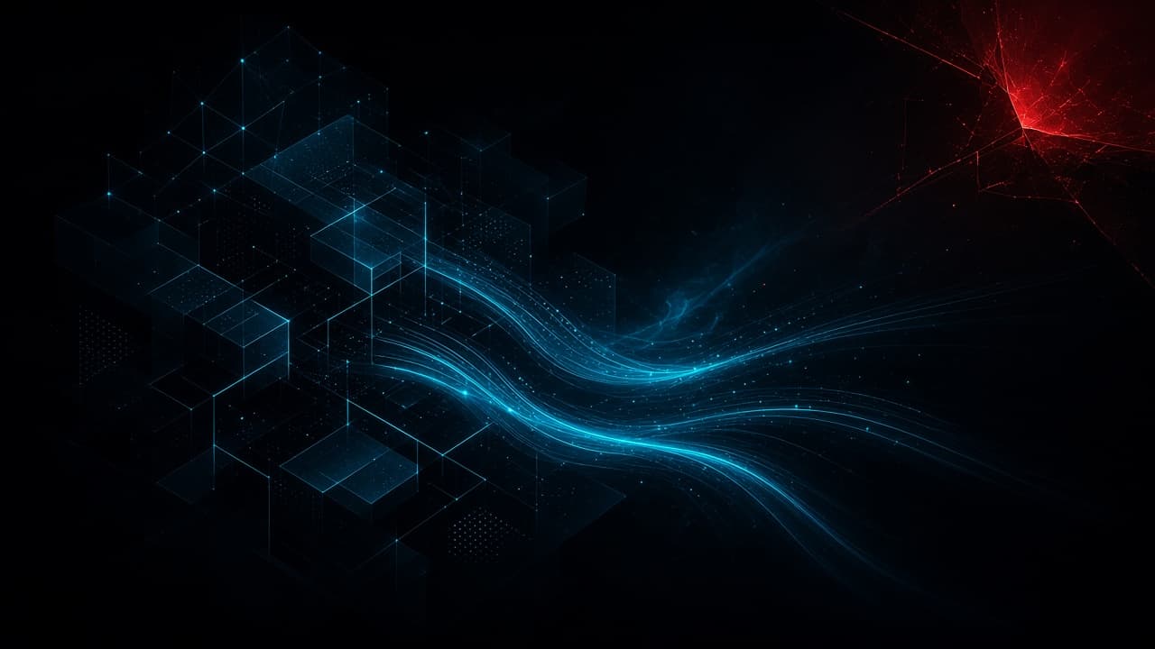 Abstract cyan data-flow atmosphere for a fintech software case study