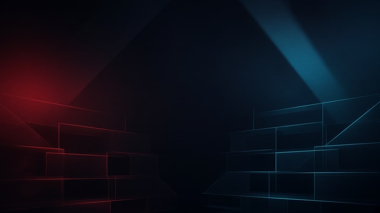 Abstract red and cyan geometric light atmosphere for a commerce web case study