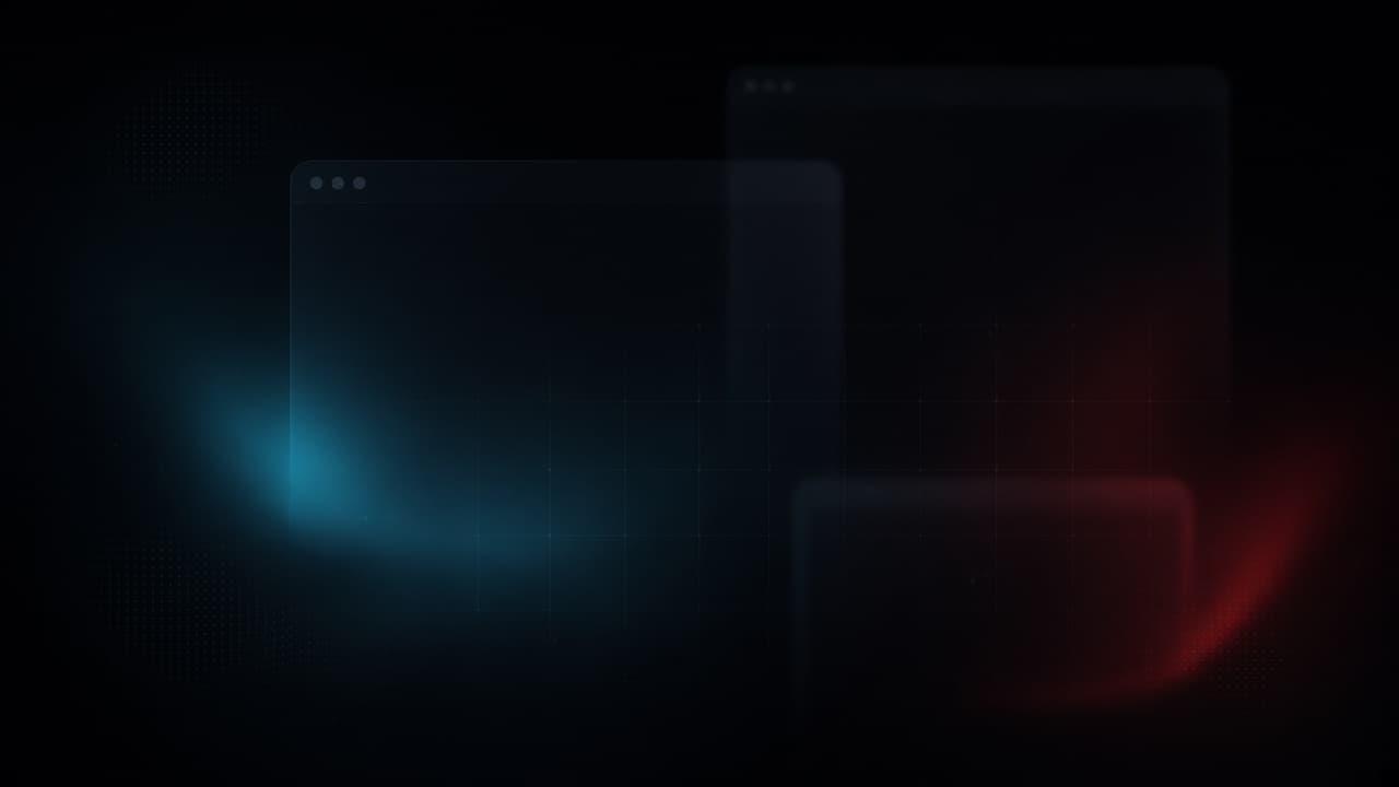 Abstract cyan browser-frame atmosphere for a SaaS marketing web case study